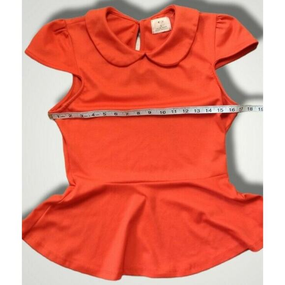 Pins & Needles Anthropologie Cap Sleeve Peplum Top Orange Sz Large - Picture 5 of 7